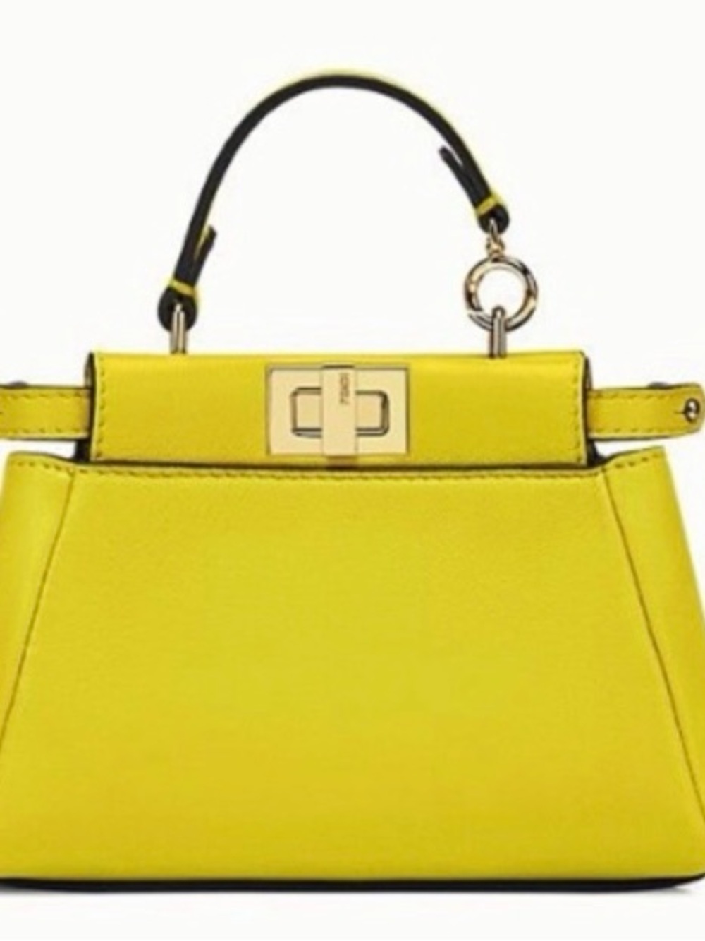 Fendi Yellow Micro Peekabo Satchel with Gold Hardware and long strap